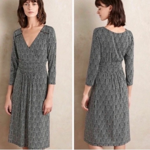 Maeve black and white Galena long sleeve dress medium - Picture 1 of 9